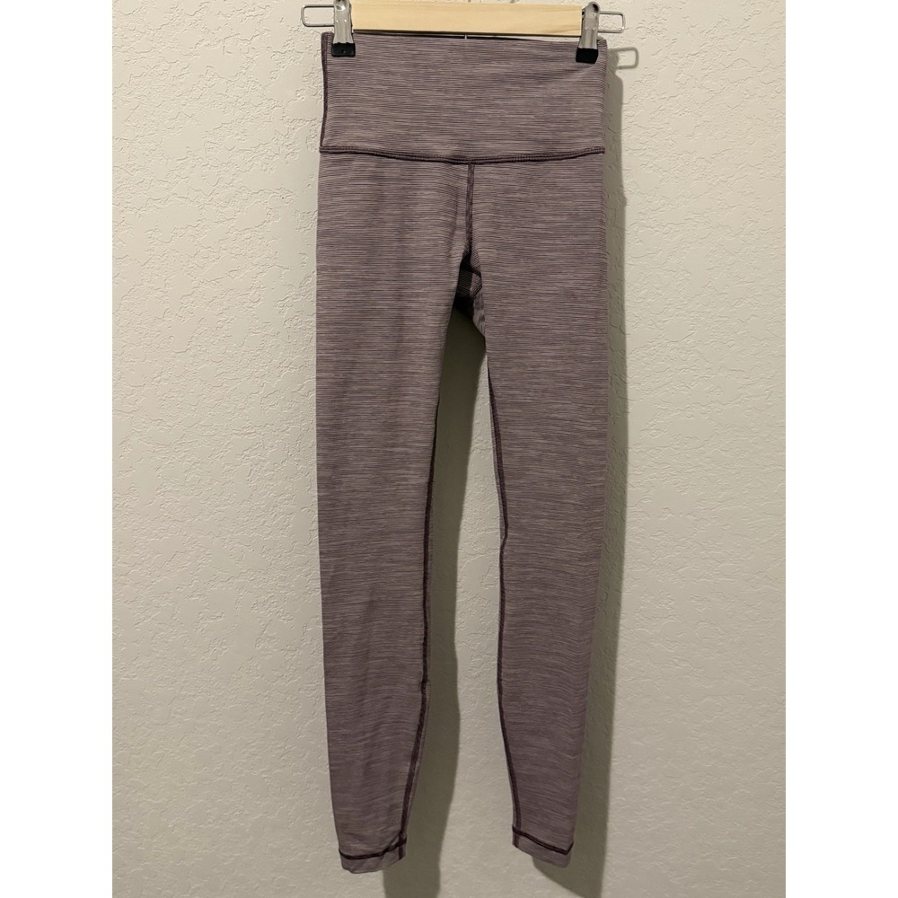 lululemon athletica Women's Purple Striped High-Waist Ankle Leggings 4